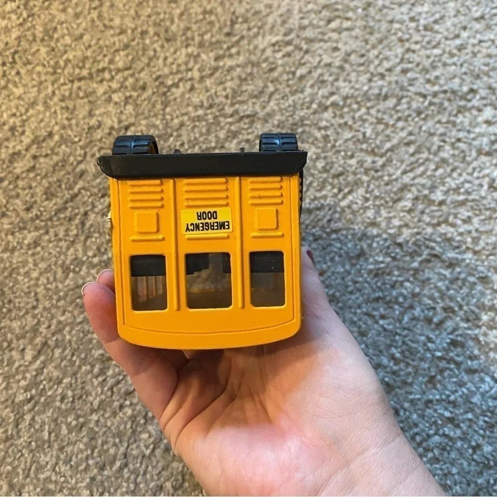 Vintage School Bus Metal Kids Toy Yellow
